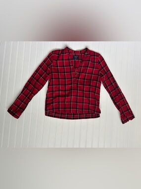abercrombie kids Red Black Plaid Long Sleeve Shirt